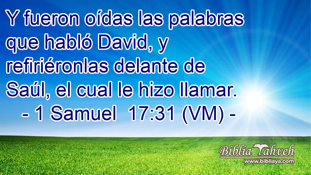  Y fueron oídas las palabras que habló David, y refiriéronlas delante de Saúl, el cual le hizo llamar. 