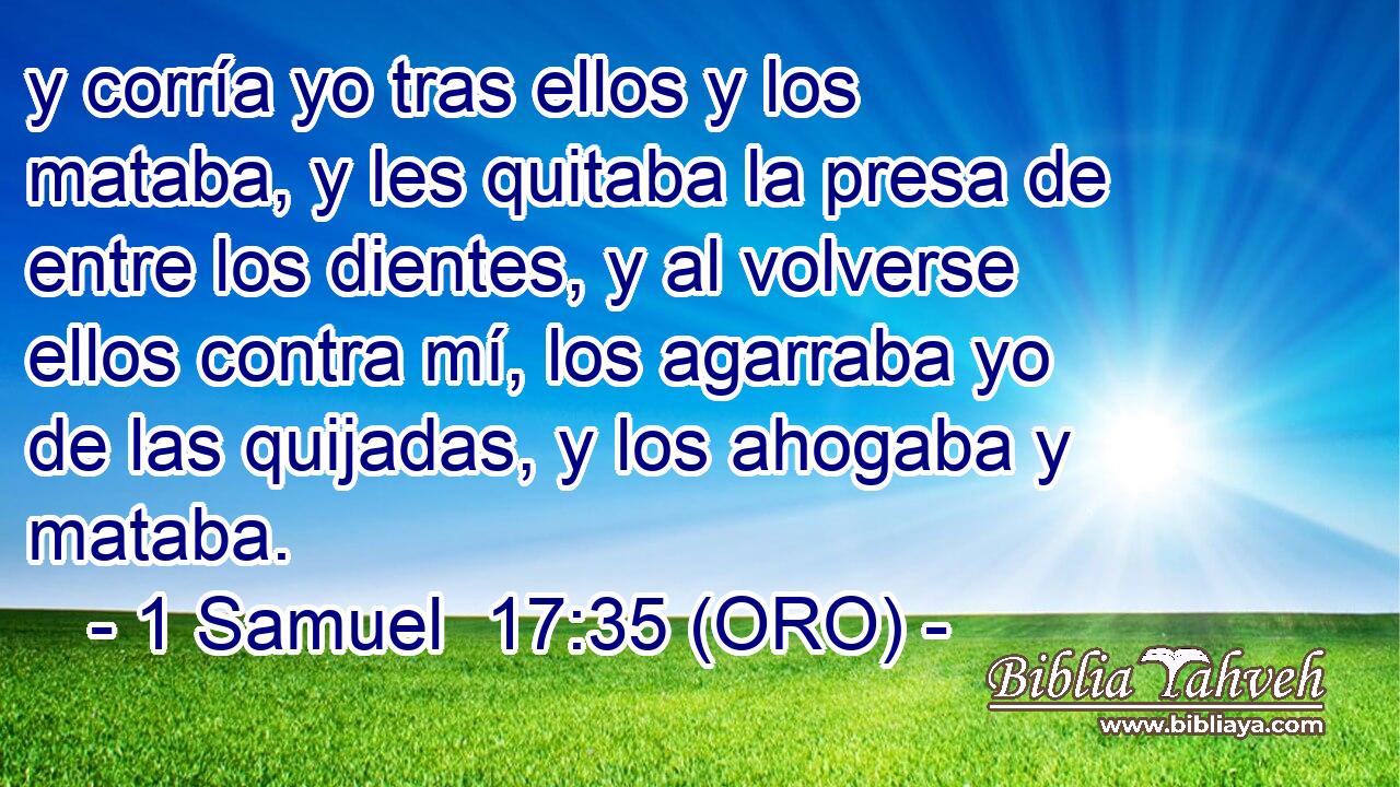  y corría yo tras ellos y los mataba, y les quitaba la presa de entre los dientes, y al volverse ellos contra mí, los agarraba yo de las quijadas, y los ahogaba y mataba. 
