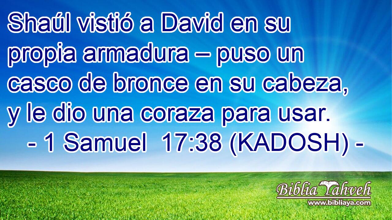  Shaúl vistió a David en su propia armadura – puso un casco de bronce en su cabeza, y le dio una coraza para usar. 