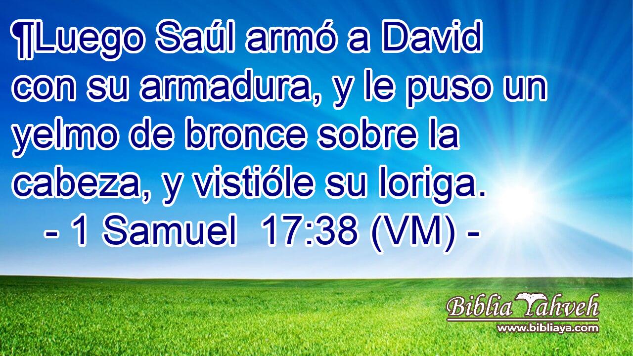  ¶Luego Saúl armó a David con su armadura, y le puso un yelmo de bronce sobre la cabeza, y vistióle su loriga. 