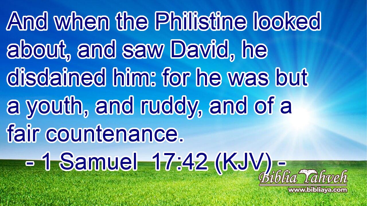 And when the Philistine looked about, and saw David, he disdained him: for he was but a youth, and ruddy, and of a fair countenance.