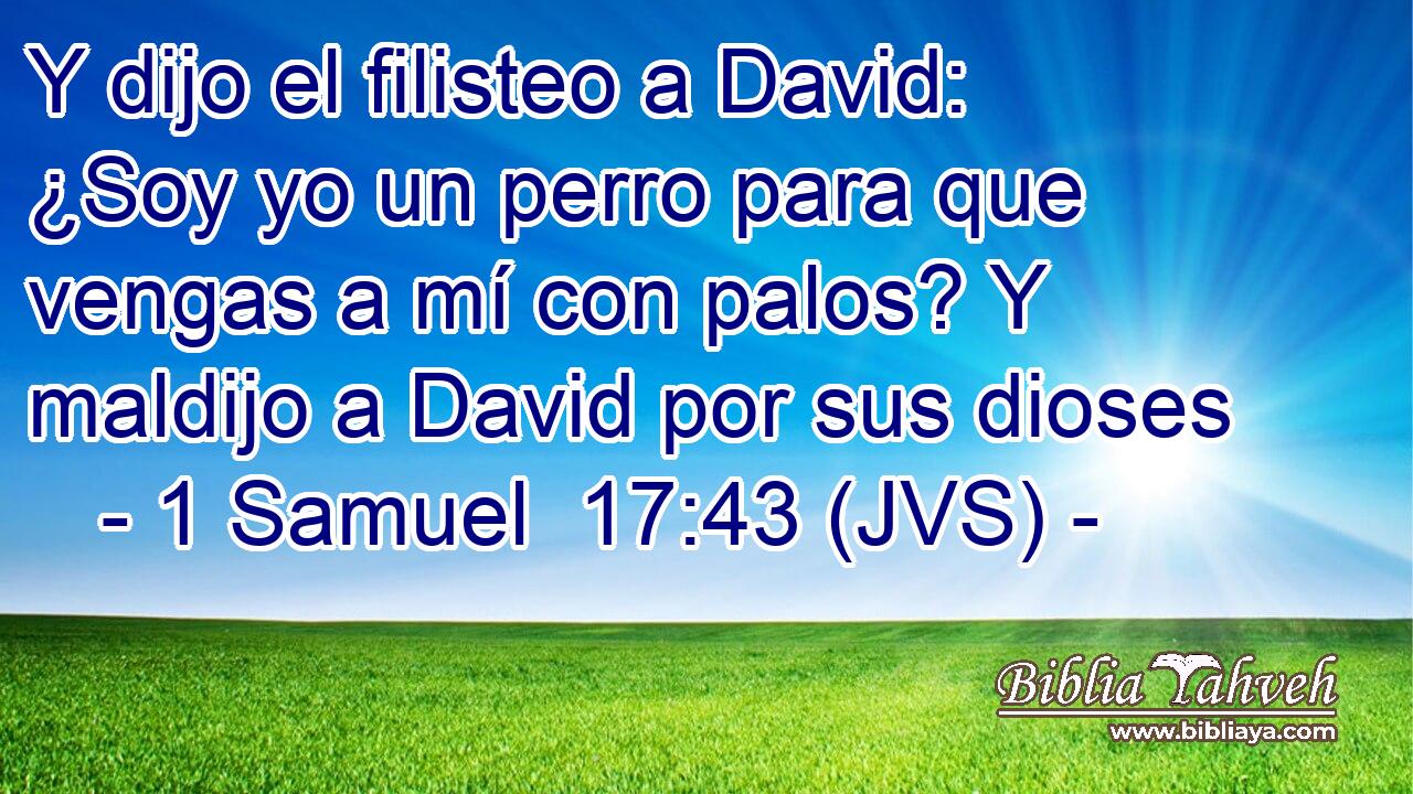 Y dijo el filisteo a David: ¿Soy yo un perro para que vengas a mí con palos? Y maldijo a David por sus dioses
