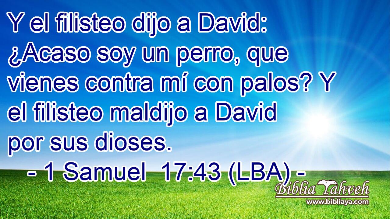 Y el filisteo dijo a David: ¿Acaso soy un perro, que vienes contra mí con palos? Y el filisteo maldijo a David por sus dioses.
