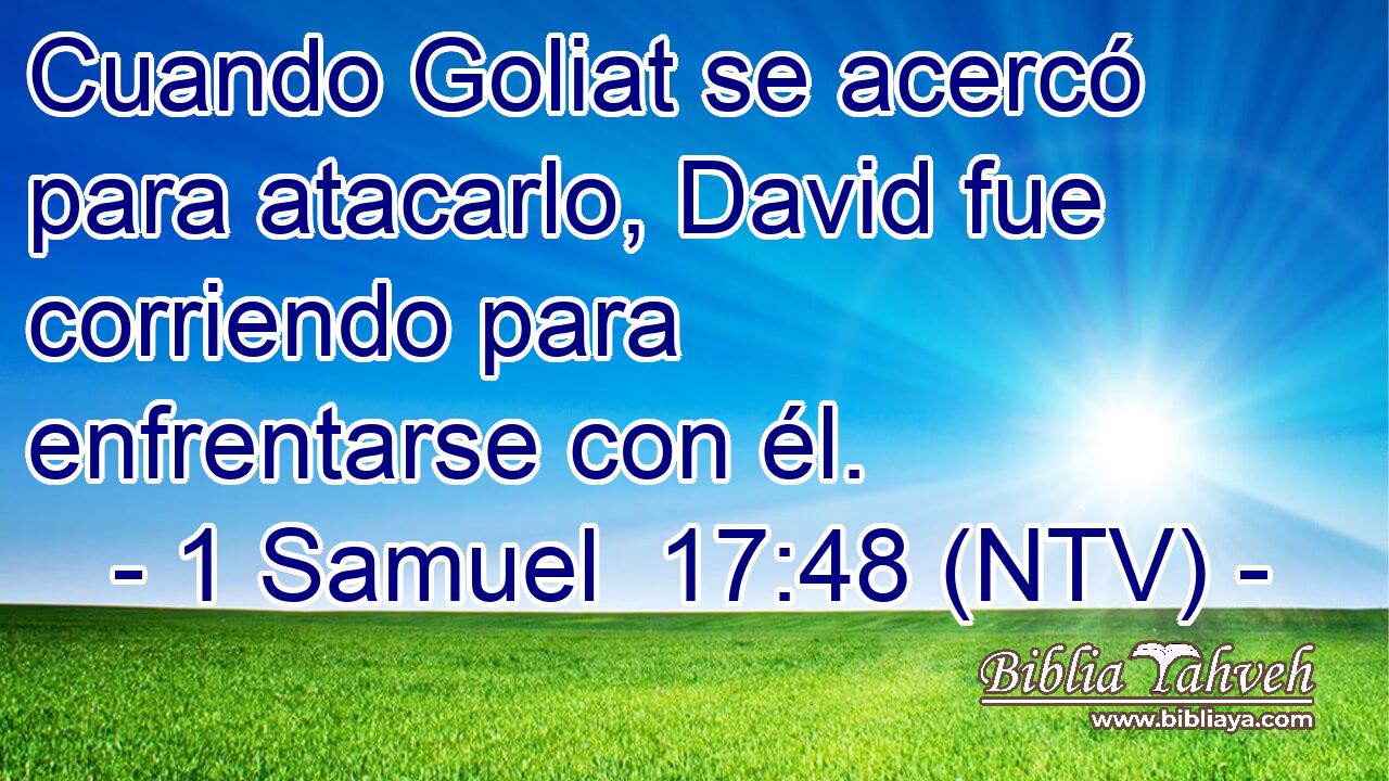 Cuando Goliat se acercó para atacarlo, David fue corriendo para enfrentarse con él.