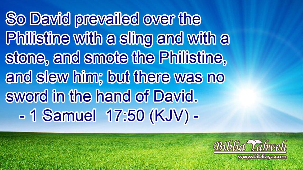 So David prevailed over the Philistine with a sling and with a stone, and smote the Philistine, and slew him; but there was no sword in the hand of David.