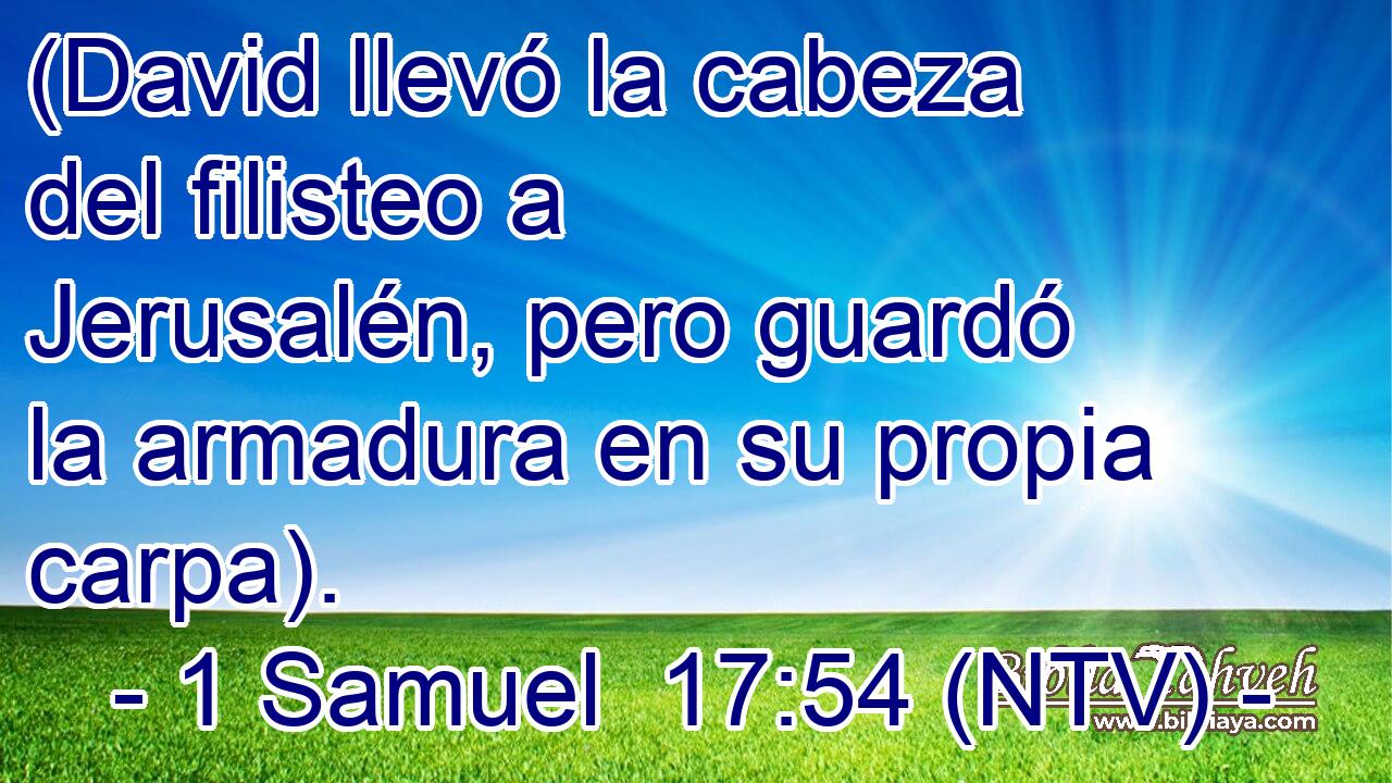 (David llevó la cabeza del filisteo a Jerusalén, pero guardó la armadura en su propia carpa).