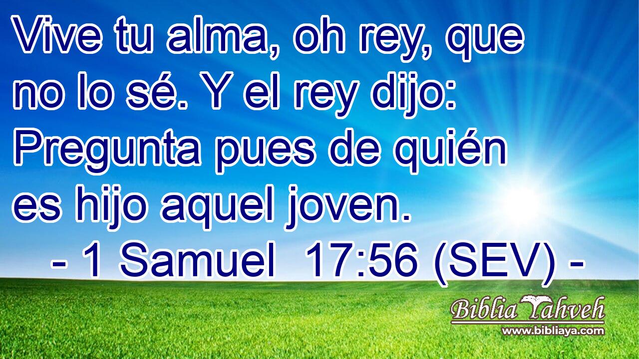 Vive tu alma, oh rey, que no lo sé. Y el rey dijo: Pregunta pues de quién es hijo aquel joven.
