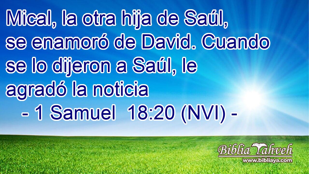  Mical, la otra hija de Saúl, se enamoró de David. Cuando se lo dijeron a Saúl, le agradó la noticia 