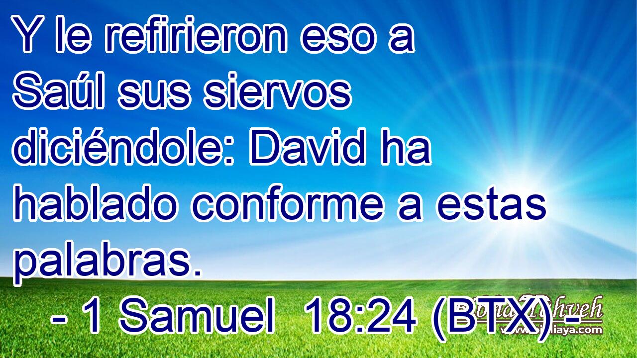 Y le refirieron eso a Saúl sus siervos diciéndole: David ha hablado conforme a estas palabras.