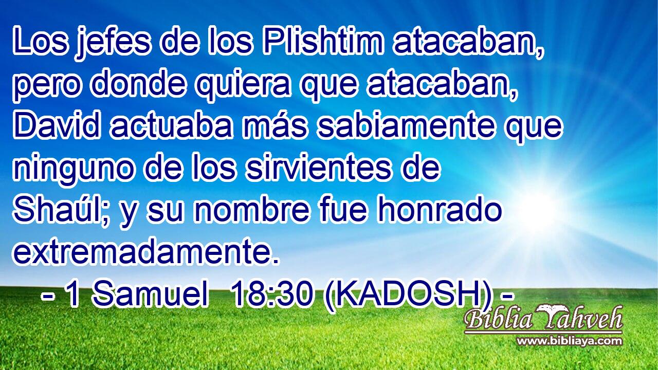  Los jefes de los Plishtim atacaban, pero donde quiera que atacaban, David actuaba más sabiamente que ninguno de los sirvientes de Shaúl; y su nombre fue honrado extremadamente. 