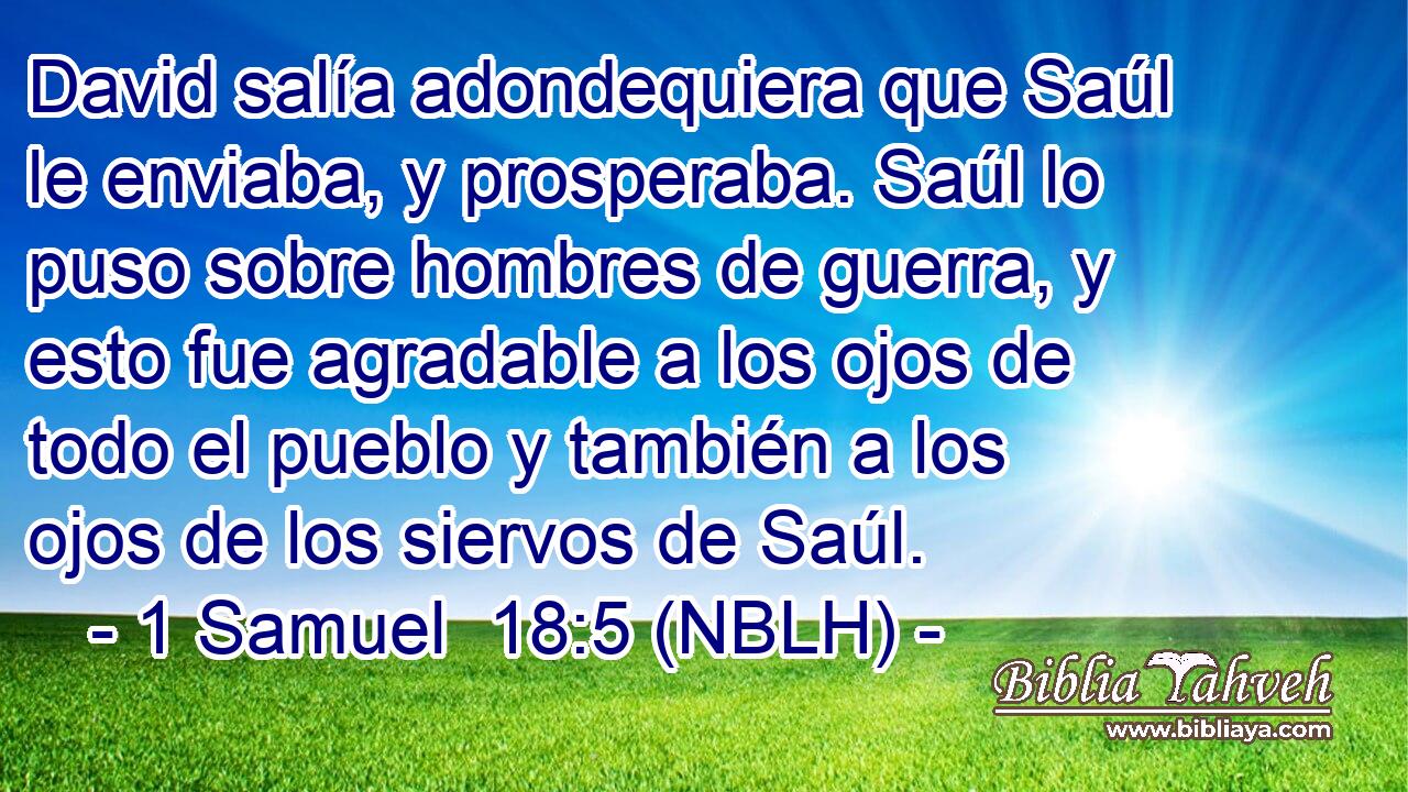  David salía adondequiera que Saúl le enviaba, y prosperaba. Saúl lo puso sobre hombres de guerra, y esto fue agradable a los ojos de todo el pueblo y también a los ojos de los siervos de Saúl. 