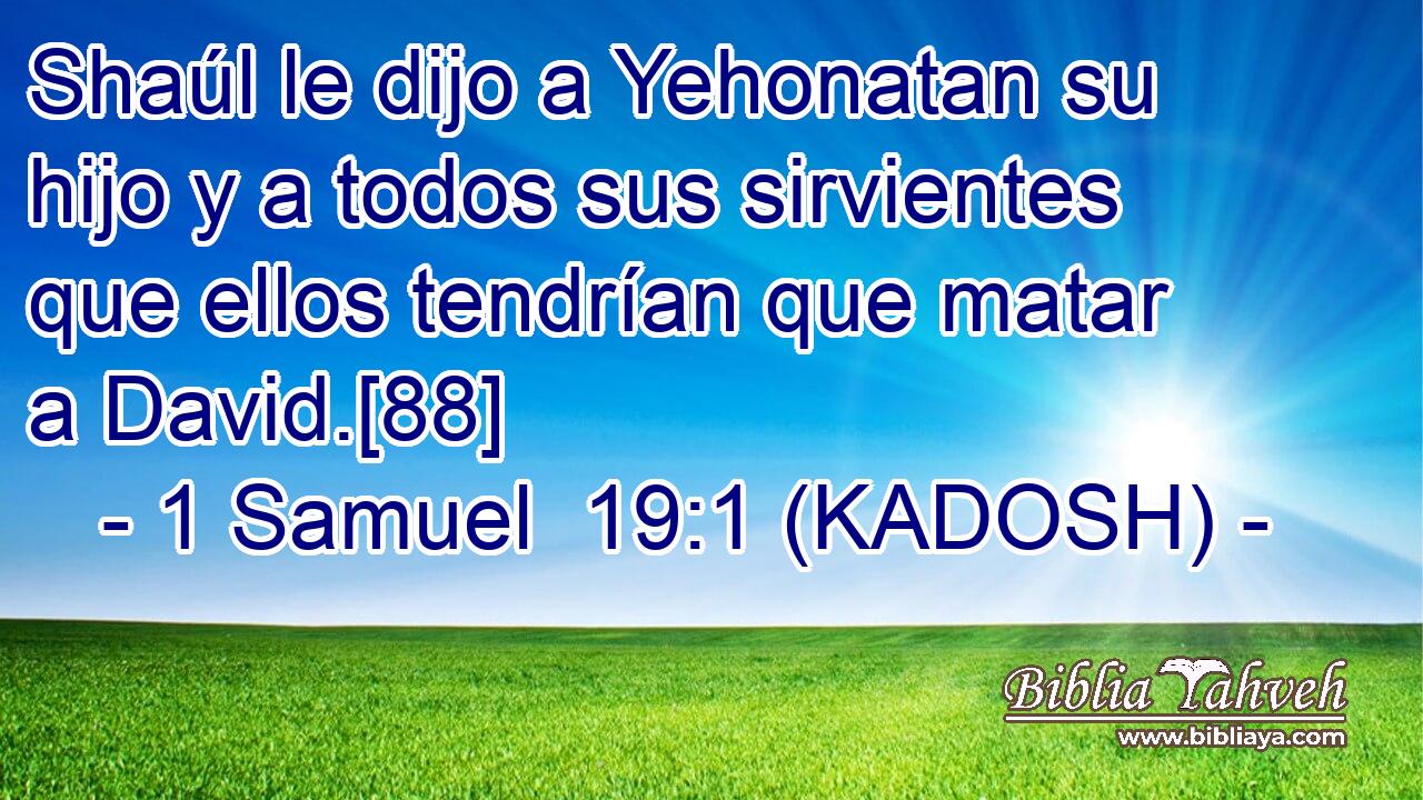  Shaúl le dijo a Yehonatan su hijo y a todos sus sirvientes que ellos tendrían que matar a David.[88] 