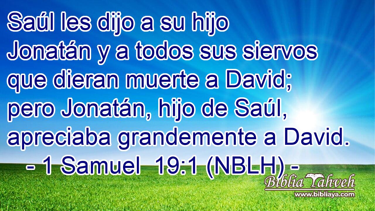  Saúl les dijo a su hijo Jonatán y a todos sus siervos que dieran muerte a David; pero Jonatán, hijo de Saúl, apreciaba grandemente a David. 