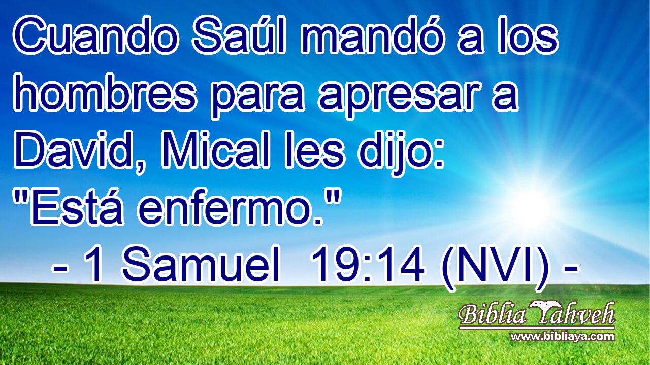  Cuando Saúl mandó a los hombres para apresar a David, Mical les dijo: 