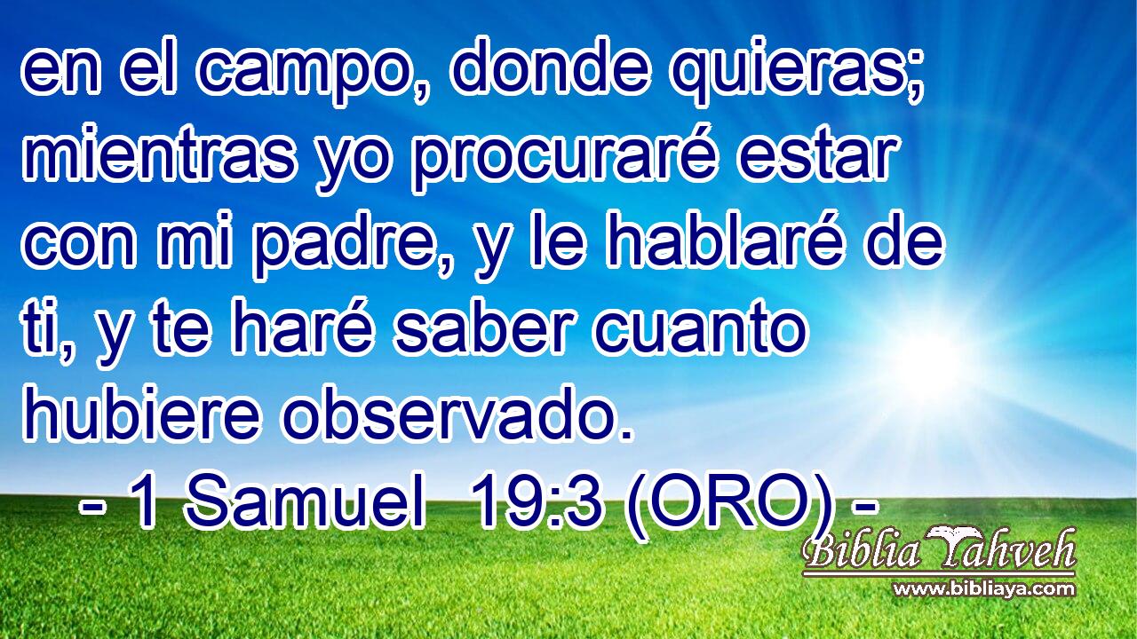  en el campo, donde quieras; mientras yo procuraré estar con mi padre, y le hablaré de ti, y te haré saber cuanto hubiere observado. 