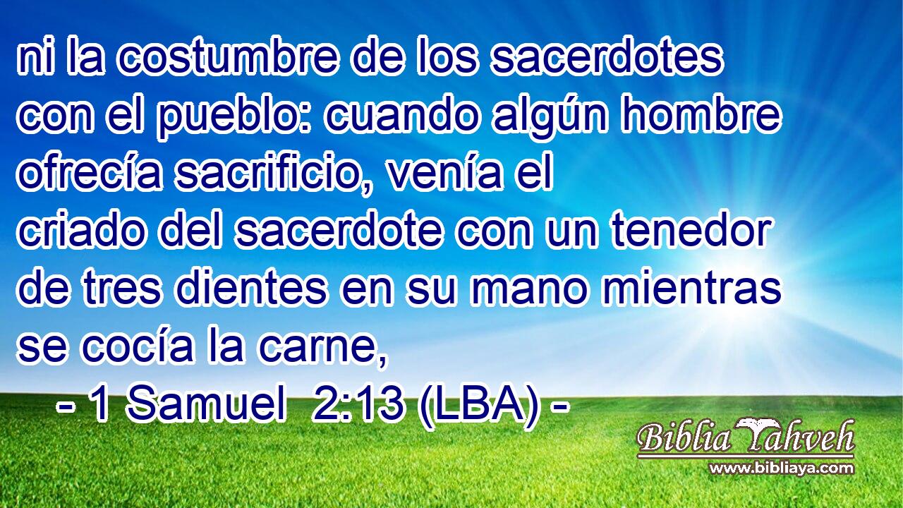ni la costumbre de los sacerdotes con el pueblo: cuando algún hombre ofrecía sacrificio, venía el criado del sacerdote con un tenedor de tres dientes en su mano mientras se cocía la carne,