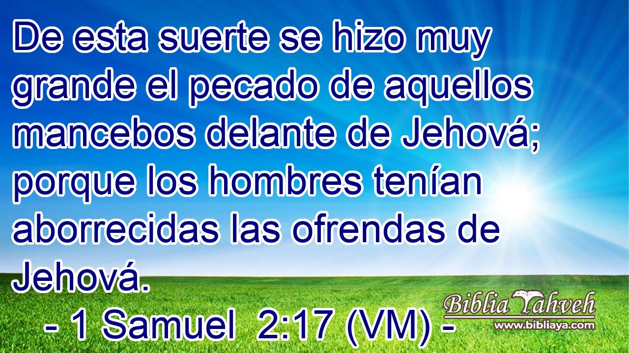  De esta suerte se hizo muy grande el pecado de aquellos mancebos delante de Jehová; porque los hombres tenían aborrecidas las ofrendas de Jehová. 