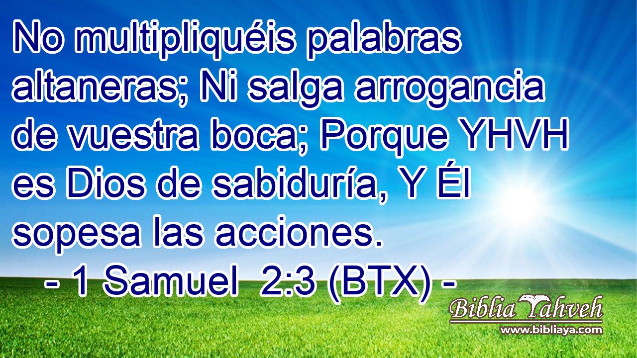 No multipliquéis palabras altaneras; Ni salga arrogancia de vuestra boca; Porque YHVH es Dios de sabiduría, Y Él sopesa las acciones.