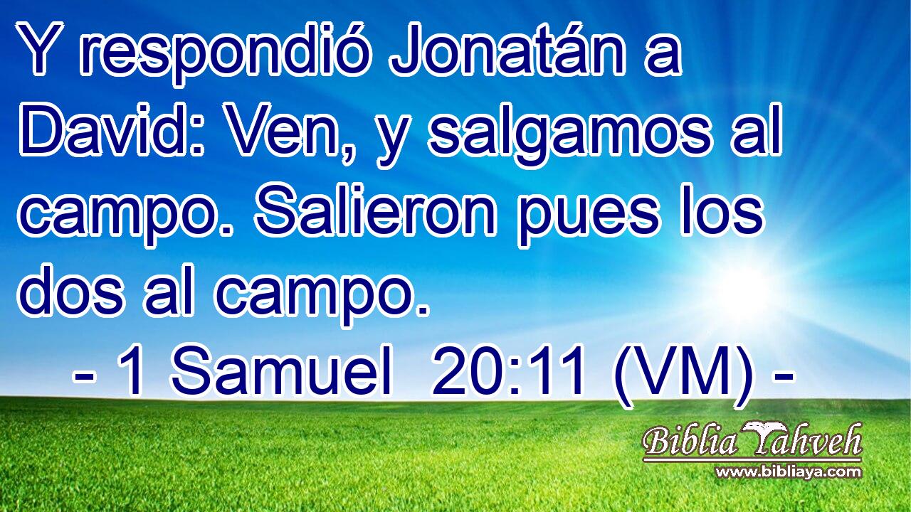  Y respondió Jonatán a David: Ven, y salgamos al campo. Salieron pues los dos al campo. 
