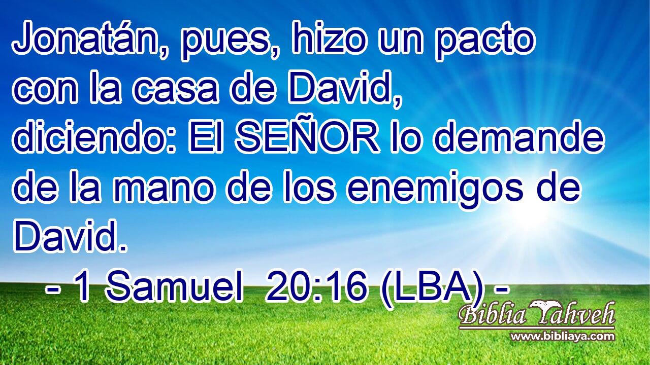 Jonatán, pues, hizo un pacto con la casa de David, diciendo: El SEÑOR lo demande de la mano de los enemigos de David.