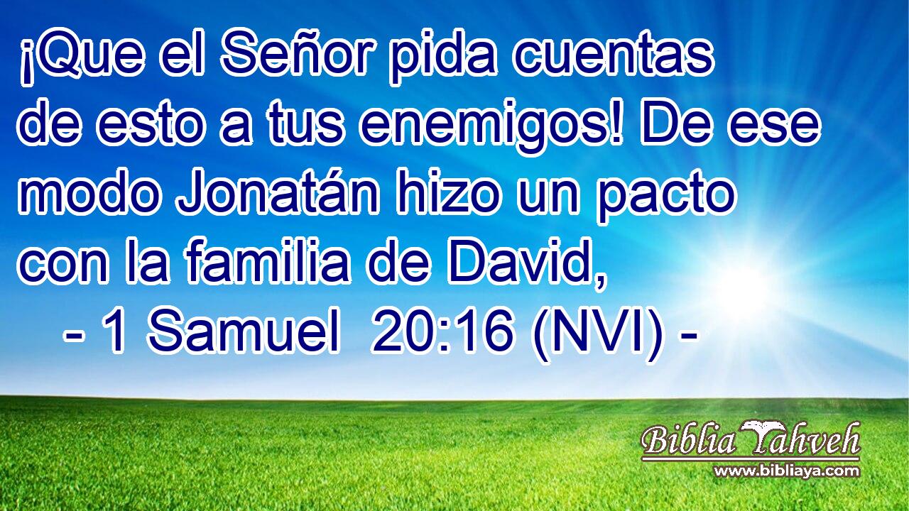  ¡Que el Señor pida cuentas de esto a tus enemigos! De ese modo Jonatán hizo un pacto con la familia de David, 