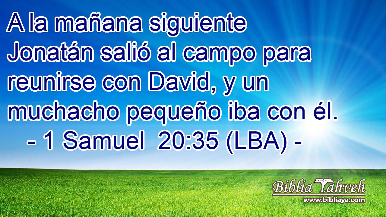 A la mañana siguiente Jonatán salió al campo para reunirse con David, y un muchacho pequeño iba con él.