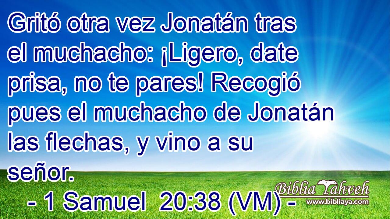  Gritó otra vez Jonatán tras el muchacho: ¡Ligero, date prisa, no te pares! Recogió pues el muchacho de Jonatán las flechas, y vino a su señor. 