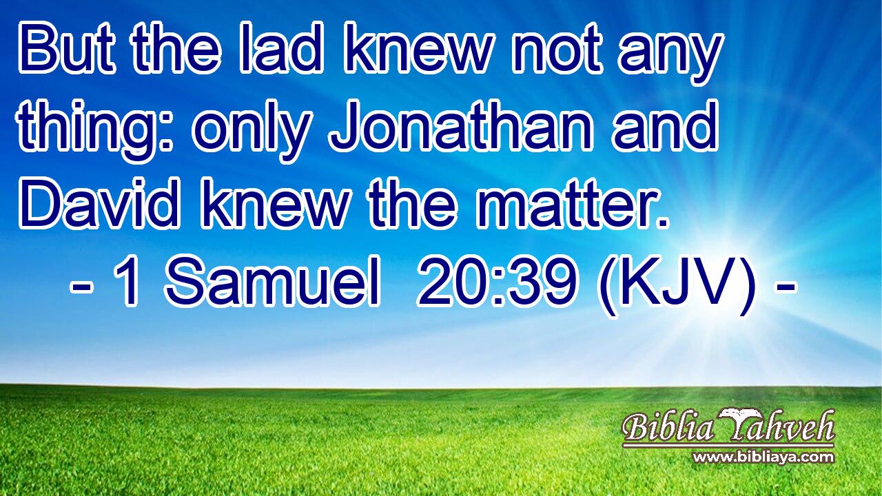 But the lad knew not any thing: only Jonathan and David knew the matter.