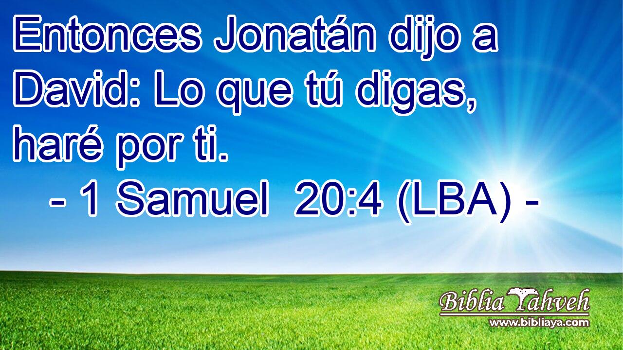 Entonces Jonatán dijo a David: Lo que tú digas, haré por ti.