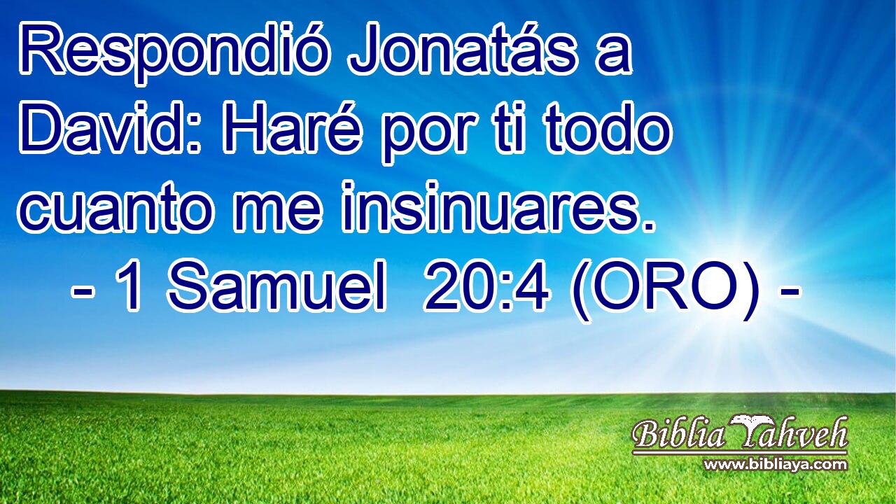  Respondió Jonatás a David: Haré por ti todo cuanto me insinuares. 