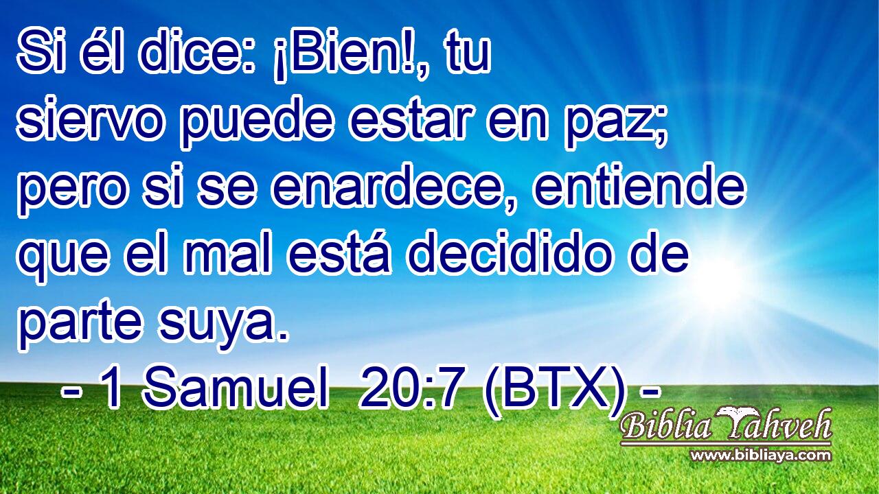 Si él dice: ¡Bien!, tu siervo puede estar en paz; pero si se enardece, entiende que el mal está decidido de parte suya.