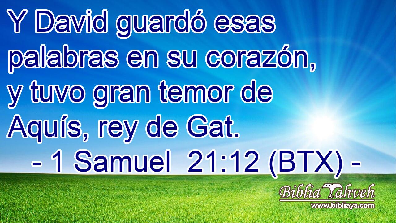 Y David guardó esas palabras en su corazón, y tuvo gran temor de Aquís, rey de Gat.