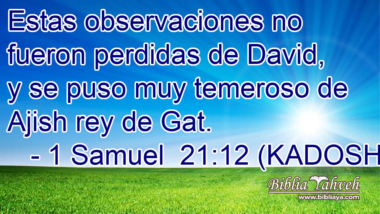  Estas observaciones no fueron perdidas de David, y se puso muy temeroso de Ajish rey de Gat. 