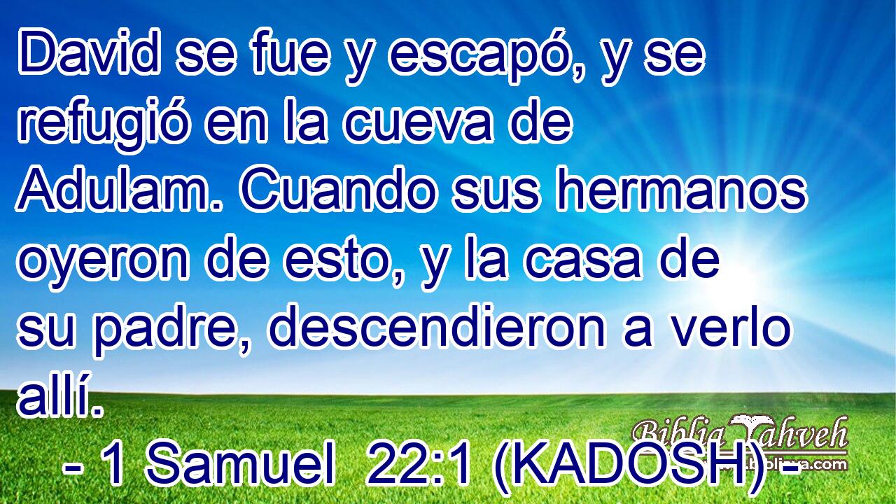  David se fue y escapó, y se refugió en la cueva de Adulam. Cuando sus hermanos oyeron de esto, y la casa de su padre, descendieron a verlo allí. 