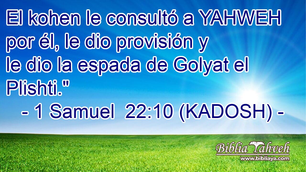  El kohen le consultó a YAHWEH por él, le dio provisión y le dio la espada de Golyat el Plishti.
