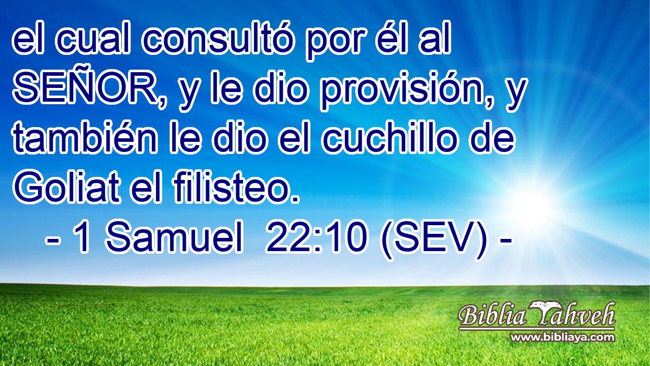 el cual consultó por él al SEÑOR, y le dio provisión, y también le dio el cuchillo de Goliat el filisteo.