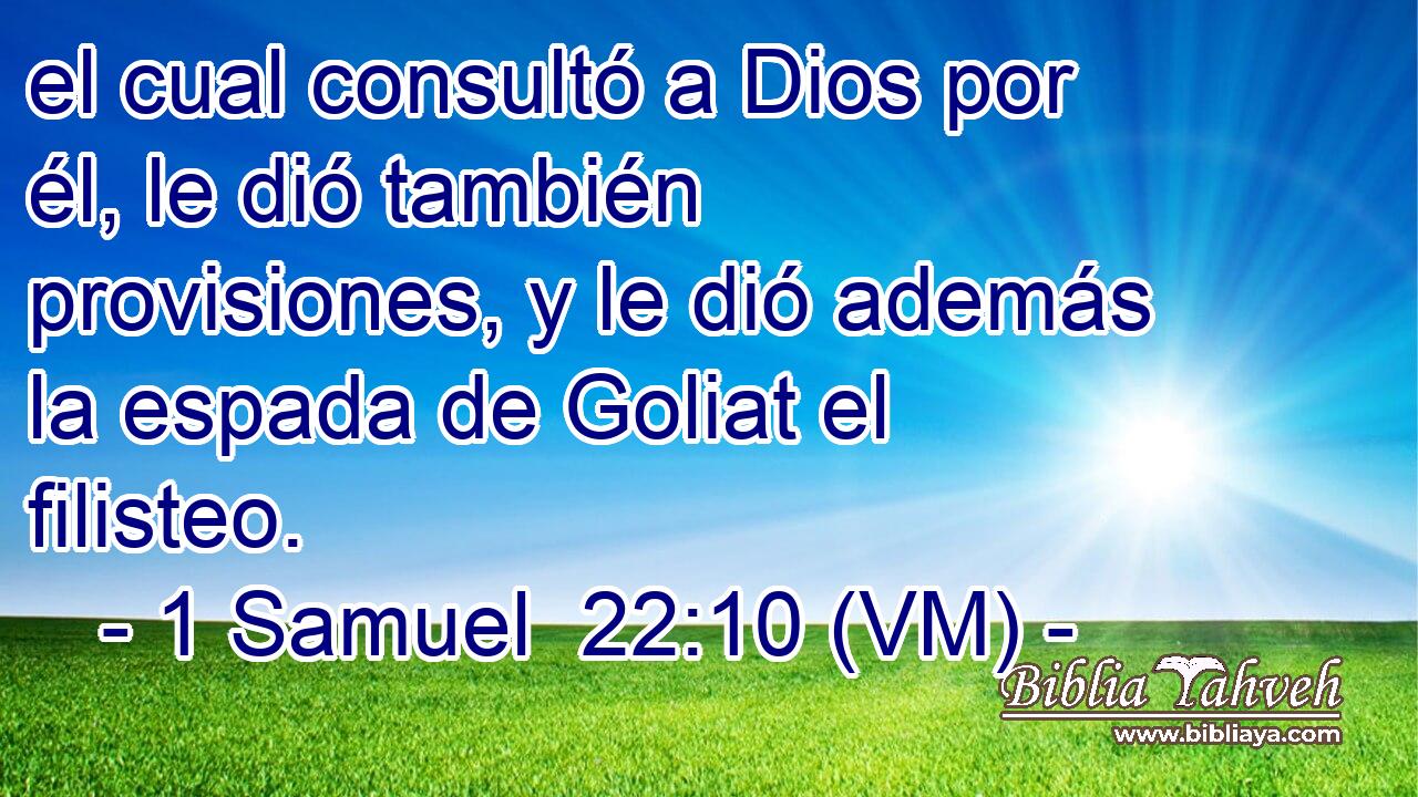  el cual consultó a Dios por él, le dió también provisiones, y le dió además la espada de Goliat el filisteo. 