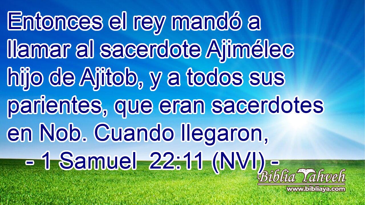  Entonces el rey mandó a llamar al sacerdote Ajimélec hijo de Ajitob, y a todos sus parientes, que eran sacerdotes en Nob. Cuando llegaron, 