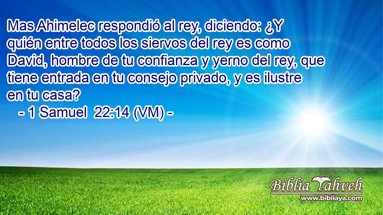  Mas Ahimelec respondió al rey, diciendo: ¿Y quién entre todos los siervos del rey es como David, hombre de tu confianza y yerno del rey, que tiene entrada en tu consejo privado, y es ilustre en tu casa? 