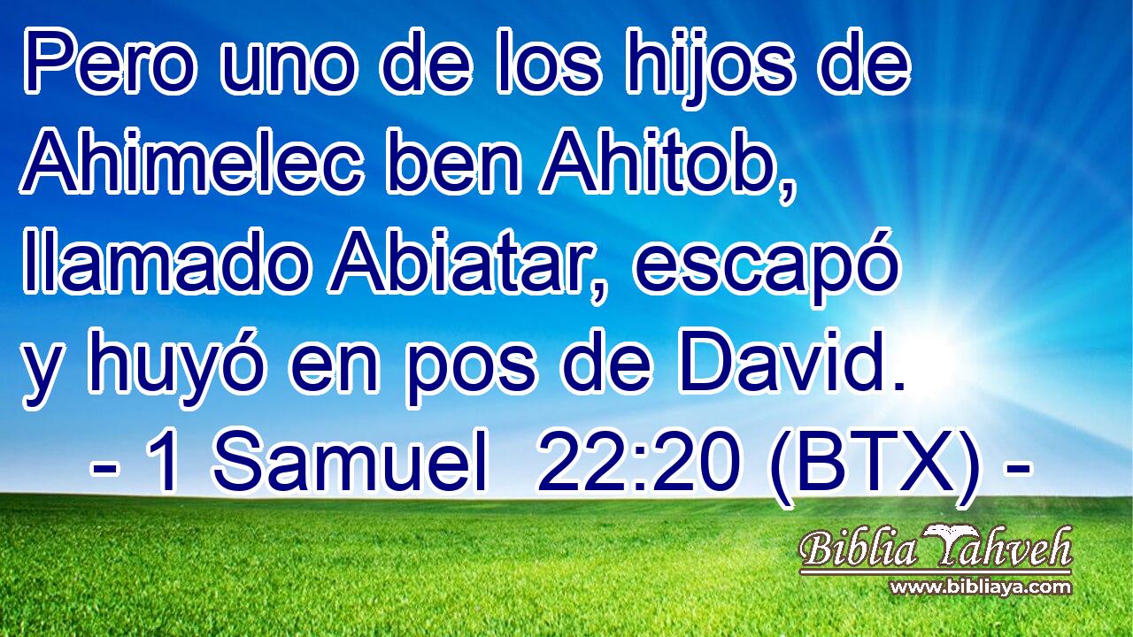 Pero uno de los hijos de Ahimelec ben Ahitob, llamado Abiatar, escapó y huyó en pos de David.