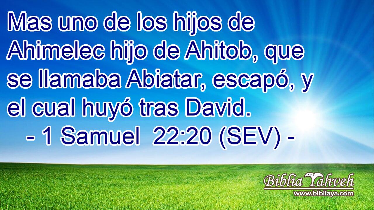 Mas uno de los hijos de Ahimelec hijo de Ahitob, que se llamaba Abiatar, escapó, y el cual huyó tras David.