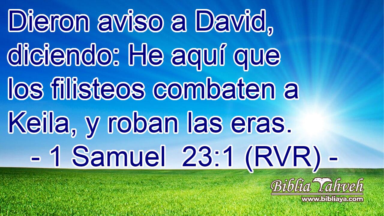 Dieron aviso a David, diciendo: He aquí que los filisteos combaten a Keila, y roban las eras.