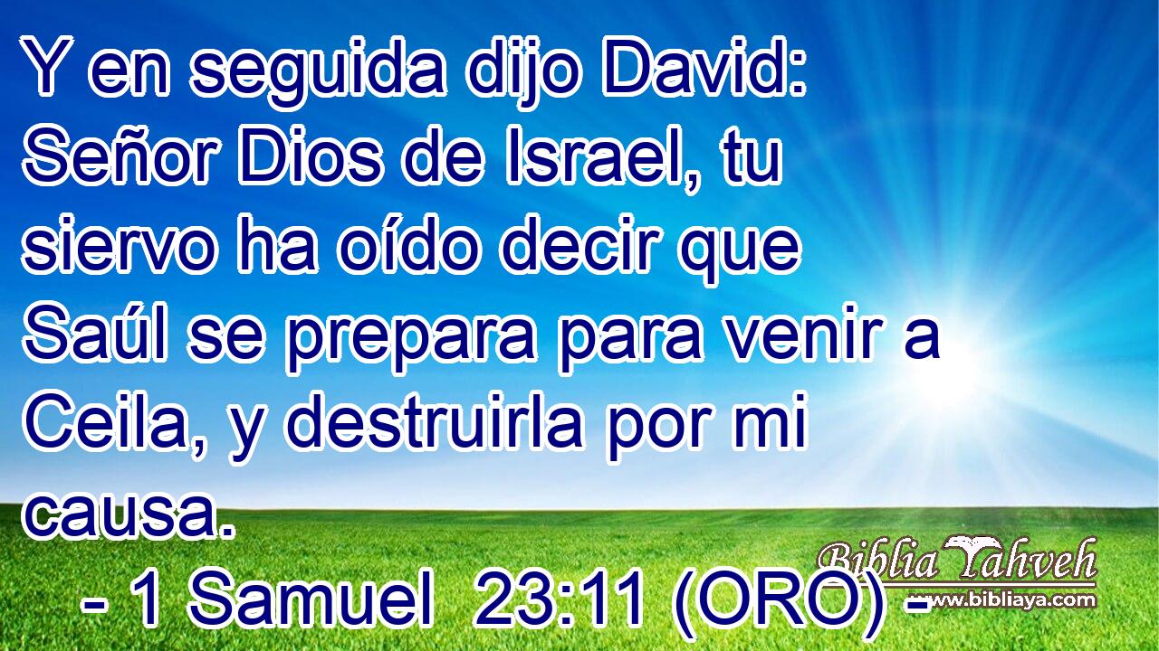  Y en seguida dijo David: Señor Dios de Israel, tu siervo ha oído decir que Saúl se prepara para venir a Ceila, y destruirla por mi causa. 