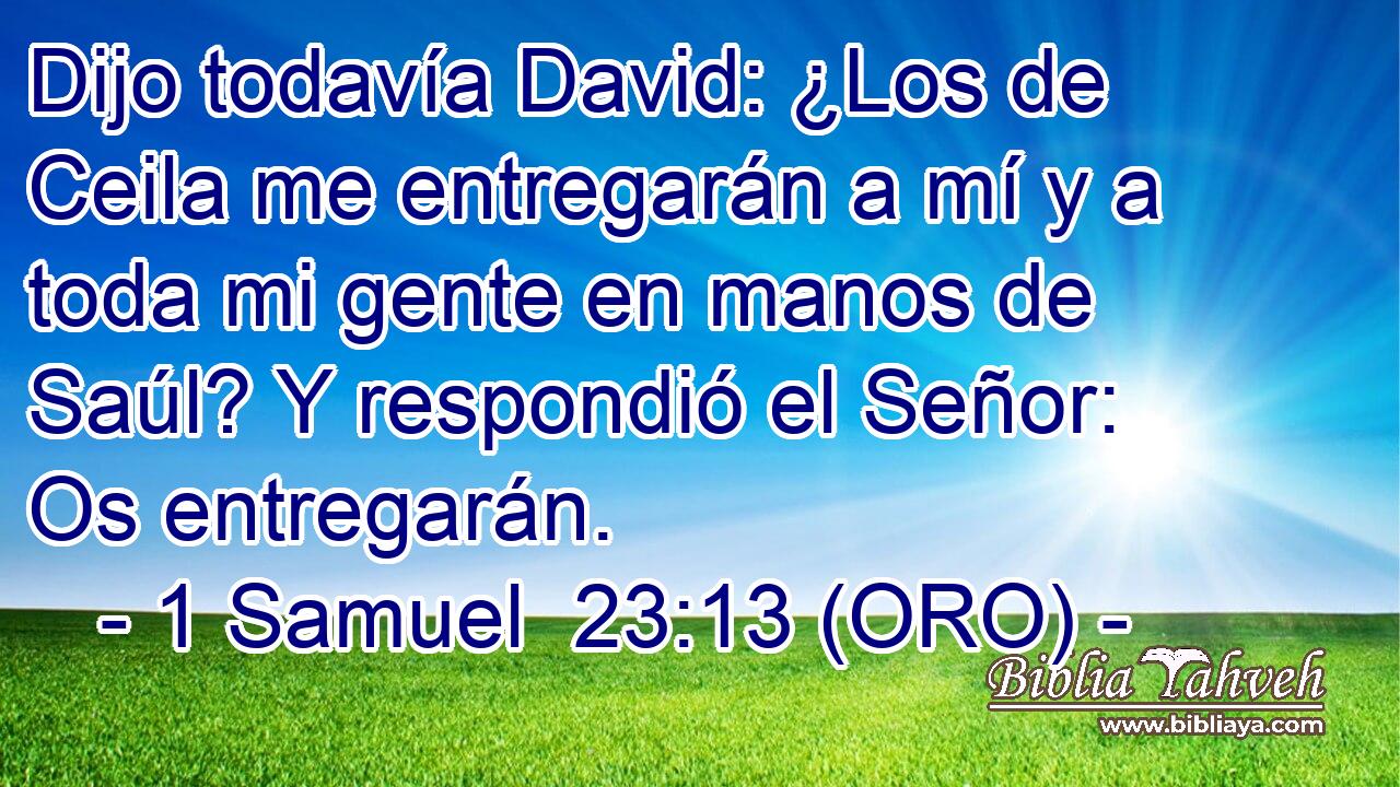  Dijo todavía David: ¿Los de Ceila me entregarán a mí y a toda mi gente en manos de Saúl? Y respondió el Señor: Os entregarán. 