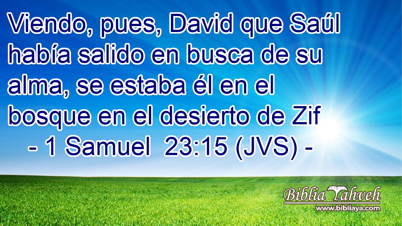 Viendo, pues, David que Saúl había salido en busca de su alma, se estaba él en el bosque en el desierto de Zif