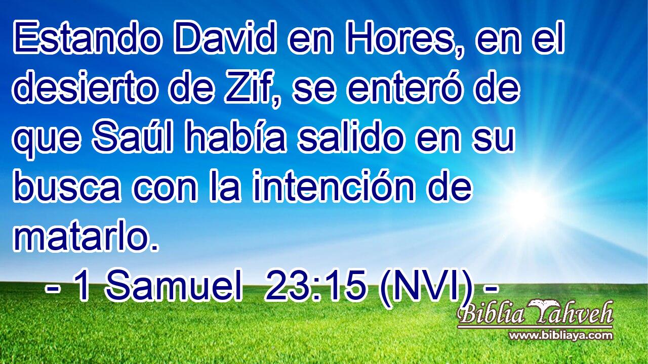  Estando David en Hores, en el desierto de Zif, se enteró de que Saúl había salido en su busca con la intención de matarlo. 
