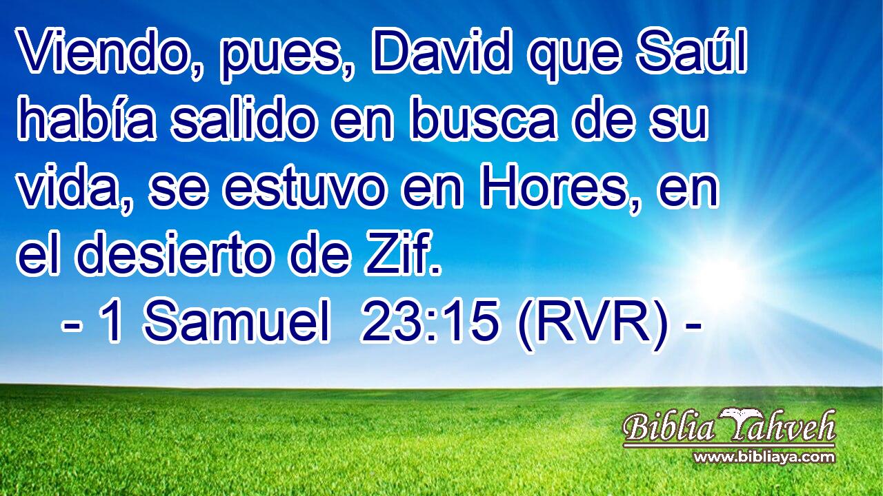 Viendo, pues, David que Saúl había salido en busca de su vida, se estuvo en Hores, en el desierto de Zif.