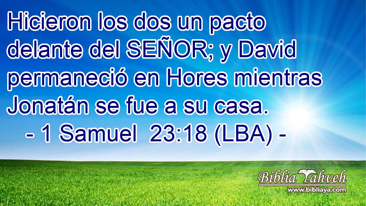 Hicieron los dos un pacto delante del SEÑOR; y David permaneció en Hores mientras Jonatán se fue a su casa.
