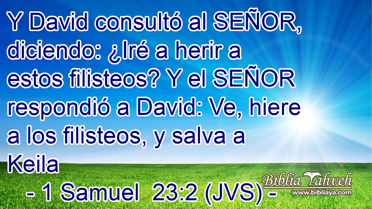 Y David consultó al SEÑOR, diciendo: ¿Iré a herir a estos filisteos? Y el SEÑOR respondió a David: Ve, hiere a los filisteos, y salva a Keila