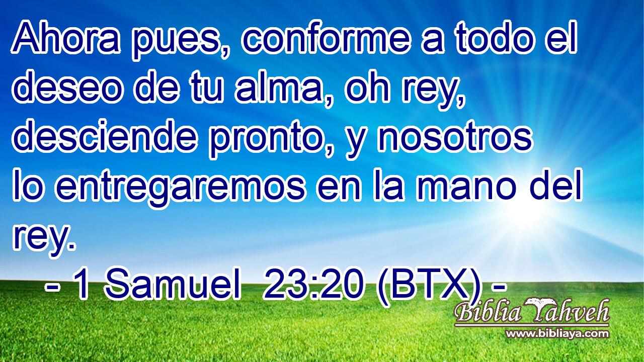 Ahora pues, conforme a todo el deseo de tu alma, oh rey, desciende pronto, y nosotros lo entregaremos en la mano del rey.